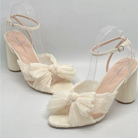 Loeffler Randall Camellia Pearl Pleated Bow Heel Sandals size 8.5 - Picture 8 of 12